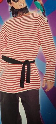 Shirt Pirate shirt Unisex Red & White striped 46" chest, 36" long Matey Costume - Image 1 of 2