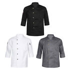 Unisex Coat Bakery Uniforms Single Breasted Jacket Mens Tops Stand Collar Top