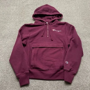 Champion Hoodie Adult Small Red Reverse Weave 1/4 Zip Anorak Sweatshirt Mens - Picture 1 of 9