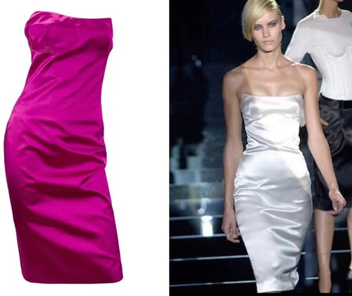 Abito senza spalline vintage Tom Ford S S 2001 per Gucci rosa caldo