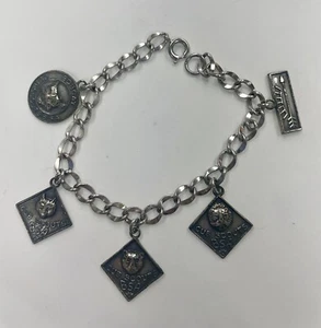 Vintage 1970's Sterling Silver CUB SCOUTS Den Mother Charm Bracelet BSA Jewelry - Picture 1 of 9