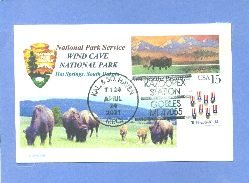 WIND CAVE NATIONAL PARK South Dakota Color Bison PhotoCachet # UX-120 Pictorial - Image 1 of 1