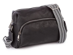 Jennifer Jones Kleine Mittel Damentasche Umhängetasche Weich Kunstleder Schwarz - Bild 1 von 6