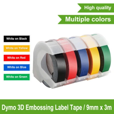 Cinta de etiquetas de estampado 3D Dymo 5 piezas 9 mm para organizador Dymo Xpress fabricante de etiquetas 3/8" Foto 1 de 4