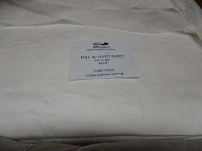 THE 1888 MILLS SUPIMA COTTON BEDDING LINE FULL XL WHITE FITTED SHEET 350 CT 100% SUPIMA COTTON 1888 MILLS PACK 54x 80