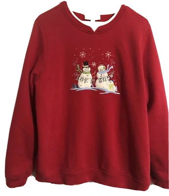 Sweatshirt Women's Large "Let It Snow" Snowman Christmas Red  Breckenridge - Изображение 1 из 4