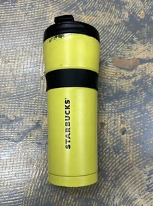 Starbucks Metal Tumbler 16 OZ with Lid Neon Yellow Stainless Steel Barista - Picture 1 of 7