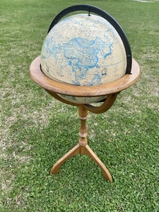 Vintage Rand McNally Terrestrial 12" World Floor Globe Solid Wood Stand Base USA - Picture 1 of 10
