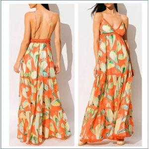 CHARO RUIZ IBIZA Maxikleid M Salamanca Terra Früchte orange Baumwolle Resort Sommer - Bild 1 von 18
