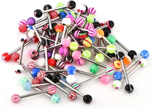 50Pcs Tongue Rings for Women Plastic Surgical Steel Tongue Ring Nipple Rings Mul - Picture 1 of 12