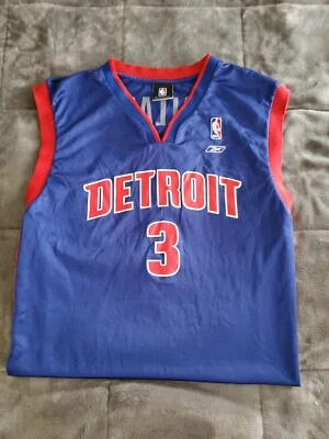 Camiseta deportiva azul Ben Wallace #3 vintage de la corte Reebok Team Apparel Detroit Pistons talla L Foto 1 de 4