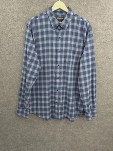 Camicia di flanella Bonobos blu uomo XL manica lunga con bottoni blu a quadri - Foto 1 di 17