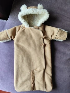 Gap baby Faux Suede Hooded Pramsuit Convertible Prambag Snowsuit 0-3 months - Picture 1 of 20