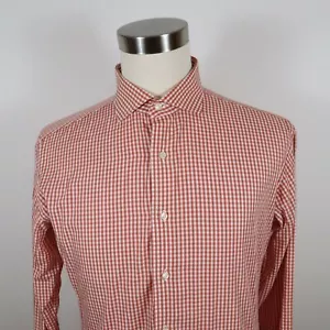 Tom James Mens LS Button Down Orange Plaid Dress Shirt French Cuffs No Tag MT? - Picture 1 of 10
