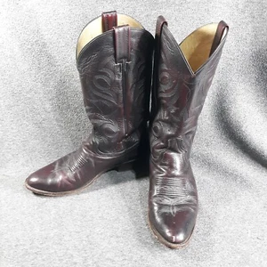 Vintage Dan Post Size 9 Mens Burgundy Leather Cowboy Boots Made in Mexico 2112R - Picture 1 of 13
