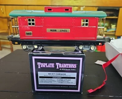 MTH #10-1042 Red Caboose No. 817 Red & Peacock Roof with Brass Trim. LN (F72) - Image 1 of 4