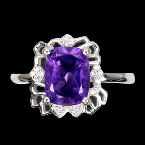 925 Sterling Silver Ring Antique Amethyst 9x7mm Gemstone Jewelry Size 6 - Picture 1 of 9