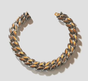 BIG - HEAVY - SIGNED David Yurman Sterling & 18k Gold Cuban Chain Link Bracelet - Picture 1 of 7