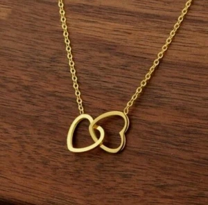 Damen Halskette 925 Gold mit Herzen feine Kette Herz Liebe Geschenk für Frauen - Bild 1 von 4