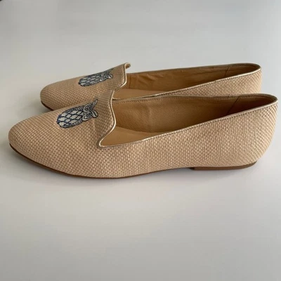 Женские мокасины Jack Rogers Ginny на 2 плоской подошве размер 9,5 бежевые с вышивкой сова без шнуровки - Изображение 1 из 4