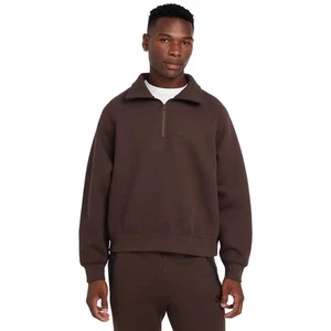Nike Men's M Tech Fleece Half-Zip Pullover Top Brown Oversize FZ7568-237 $150 - Picture 1 of 11