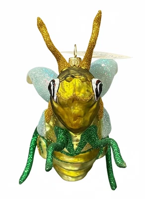 LARRY FRAGA DESIGNS NEW Larry Fraga “Green Leaper” #5998 Glitter Series Rare Blown Glass Ornament