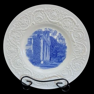 Vtg. 1932 Wedgwood Smith College “Dewey House” Blue & White Transferware Plate - Picture 1 of 11