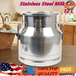 12L Milk Can Wine Pail Bucket Tote Jug Milk Transport Can Stainless Steel - Picture 1 of 7