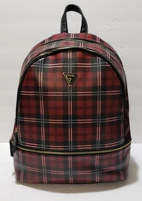 Mochila a cuadros Guess roja Foto 1 de 4