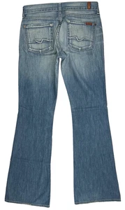 7 for all Mankind Damenjeans niedriger Bund Schlag helle Waschung blau hergestellt in den USA 29 x 33 - Bild 1 von 11