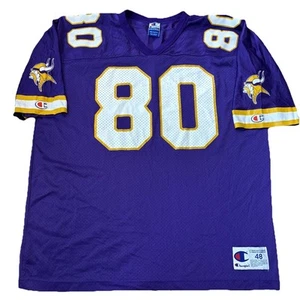 Vintage Minnesota Vikings Jersey Champion Cris Carter Purple Size 48 Retro 90s - Picture 1 of 13