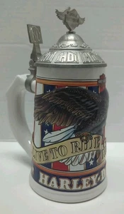 Harley Davidson Beer Stein Live To Ride Ride To Live Soar W/ The Eagles Collectr - Picture 1 of 13