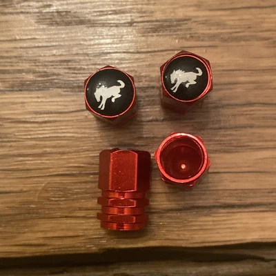4 red ford mustang valve caps 60s,70s,80s,90s,2000s rat rod - Image 1 of 3
