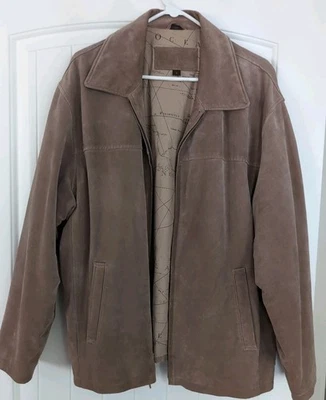 Abrigo con cremallera de cuero tostado St. John's Bay talla L Foto 1 de 4