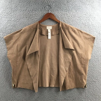 Chicos Cárdigan Poncho Kimono Mujer 1 Beige Manga Corta Informal Frente Abierto Foto 1 de 4