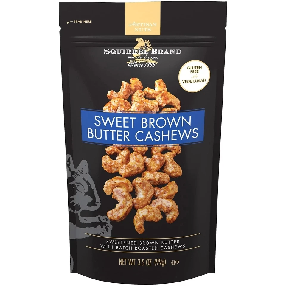 Squirrel BRAND Artisan Nuts Sweet Brown Butter Cashews 3.5 Oz