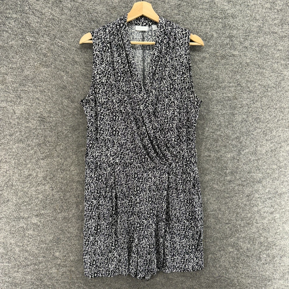 Macacão New York & Company Feminino G Grande Preto Geométrico Decote V Elástico Casual - Imagem 1 de 4