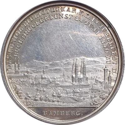 Bamberg Unc 1840 City View Medal Silver Germany Very Rare German State - Image 1 of 4