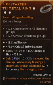 💥DIABLO 4💥SEASON 10💥Ring💥2GA Intellligence + Critical Strike Damage - Picture 1 of 1