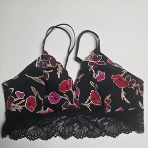 Auden Unlined Wireless Bralette Bra Adjustable Straps Floral Lace Womens Large - Picture 1 of 18