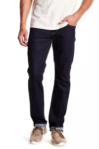 NWT HUDSON Byron 5-Pocket Straight Zip Fly Stretch Jeans Size 33 INTG Dark Blue - Picture 1 of 16