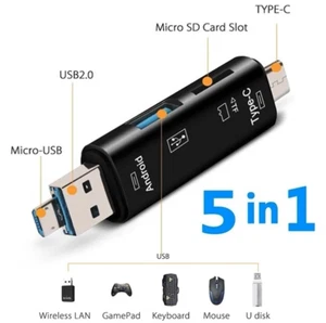 5 in 1 Multifunction Usb 2.0 Type C/Usb /Micro Usb/Tf/SD Memory Card Reader OTG* - Picture 1 of 6