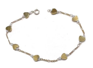 New 14k Gold Bracelet - Anklet w/ Gold Heart Beads (Assorted Lengths) - Picture 1 of 2