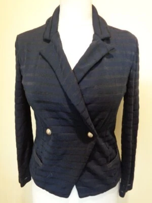 CHAQUETA ARMANI JEANS AZUL MARINO DOBLE BOTONADURA CON DETALLE DE RAYAS NEGRAS - MEDIANA Foto 1 de 4