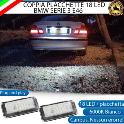 PLACCHETTE A LED LUCI TARGA 18 LED SPECIFICHE BMW SERIE 3 E46 6000K BIANCO - Immagine 1 di 4