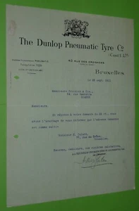 1911 PAPIER EN-TETE THE DUNLOP PNEUMATIC TYRE Co. BRUXELLES - Imagen 1 de 1