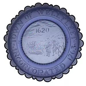 Piatto tazza Wellfleet Town Seal pellegrini nativi americani Cape Cod Beach coppia - Foto 1 di 7