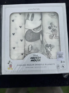 Pottery Barn Baby Disney Mickey Mouse Organic Muslin Swaddle Blanket NWT RRP$109 - Picture 1 of 4