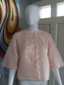1950s Barbizon Dainty Puff Bed Jacket Pink Medium Satin Quilt Vintage Barbiecore - Picture 1 of 13