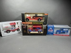 Lot Of 4 Vintage Die Cast Truck Banks Pepsi Firetruck Ford Big A Delivery - Picture 1 of 12